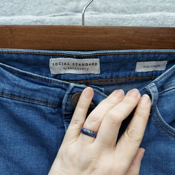 Social Standard Jeans 14 Slim Straight Blue Medium Wash High-Rise Stretch Womens - Picture 7 of 7